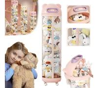 Avanise Tour De Rangement Rotative Pour Jouets, Tube De Rangement Vertical Transparent Pour Peluches, Grand Seau De Rangement Pour Poupées (Rose,30×110cm/11.8×43.3in)