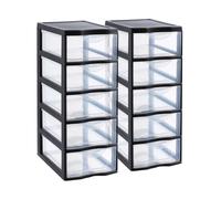 SUNDIS Orgamix, tour de rangement plastique A4, 5 tiroirs, lot de 2