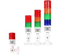 Tour de signalisation industrielle avec lampe et signal lumineux, panneau de sécurité multicouche à LED, suspension latérale, alimentation DC12V/24V/AC220V, et avertisseur sonore.(No sound 3,DC 12V)