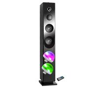 Tour de Son avec Lecteur CD Blacktower, Bluetooth, Radio FM et USB, 100W, Télécommande, Jeu de lumière 2 Boules Lumières Disco