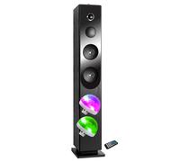 Tour de son avec lecteur CD Blacktower, Bluetooth, RADIO FM et USB, 100W , Télécommande, Jeu de lumière 2 Boules Lumières Disco