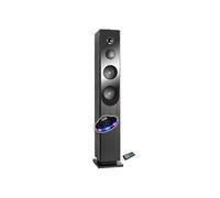 Inovalley Enceinte colonne Blacktower – CD Bluetooth FM USB 100W télécommande jeu lumière OVNI LED