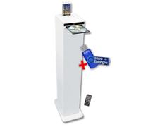 Tour de Son Blanche avec Lecteur CD, Bluetooth, FM et USB, 60W + télécommande+ Clé USB 32G