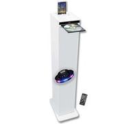 Tour de son blanche avec lecteur CD, Bluetooth, FM et USB, 60W , télécommande, Jeu de lumière OVNI LED G