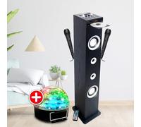 Tour de Son CD et Karaoké Inovalley HP49CD, 100W USB Bluetooth Radio FM, 2 Microphones + Jeu lumière LED, Colonne Chambre Salon