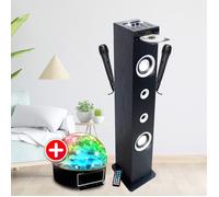 Tour de son CD et Karaoké Inovalley HP49CD, 100W USB Bluetooth RADIO FM, 2 Microphones + Jeu lumière LED, Colonne Chambre Salon