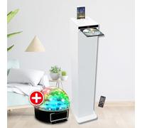 Tour de Son HiFi Blanche avec Lecteur CD, Bluetooth, Radio FM USB, 60W, Téléco, Jeu de lumière Boule LED, Colonne Chambre Salon