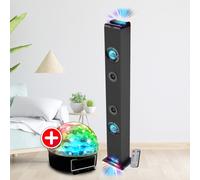 INOVALLEY Tour de Son HP58BTH, Lumière LED Multi-Rayons, Bluetooth, Radio FM, AUX - 60W, Jeu de lumière Boule LED, Chambre Salon