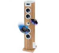 Tour de Son T H O M S O N DS121CD - 60W, Multimedia Bluetooth, Lecteur CD, télécommande, AUX, Radio FM, Bois/Blanc, Lumières LED