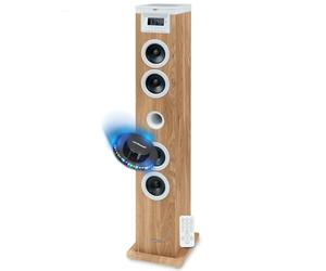 Tour de Son Thomson DS121CD - 60W, Multimedia Bluetooth, Lecteur CD, télécommande, AUX, Radio FM, Bois/Blanc, Jeu de lumière LED