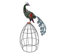 Tour de Soutien de la Plante en Fer en Forme de Paon | Obélisque de Jardin pour Les vignes/Fleurs/légumes d'escalade | 33,7 Pouces de Hauteur avec Lampe Solaire, résistant aux