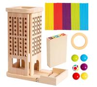 Tour de stratégie en bois - Bâtons de pick-up numérotés de 15,2 cm - Jeu de puzzle - Jouet d'entraînement du cerveau avec cube à roulettes - Divertissement pour développer des compétences pour les