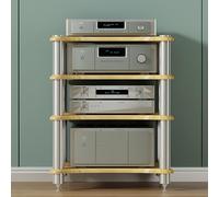 Tour de support audio mobile à 3 niveaux - Affichage stéréo domestique robuste pour tourne-disque et récepteur - Étagère réglable pour une utilisation au cinéma et au studio