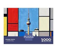 Tour de télévision de Berlin Puzzle Adulte Géométrie 1000 Pcs Papier pour Amateurs Couleurs Vives Loisir Créatif Jeu De Réunion Cadeau De Noël Emballage Élégant 38x26cm/1000pcs