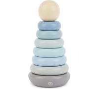 Tour D'empilage En Bois19 Cm,BleuJeu D'emboîtement Dès 1 AnPyramide D'emboîtement 8 PiècesJouets En Bois Pour BébéBriques À EmpilerJouets De Motricité Anneaux En Bois