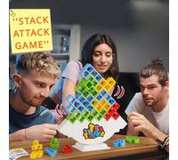 Tour d'équilibre tétraédrique, jeu d'échecs pour 2 joueurs, jouet interactif familial, jeu de groupe, blocs de construction pour voyage, cadeau d'Halloween/Noël (couleur aléatoire) 16 pièces,32 pièces