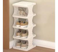 Tour d'étagère à chaussures verticale, pliable de 3 à 9 niveaux, étagère pliable multicouche pour placard et coin, support à chaussures en plastique (blanc, 2 couches)