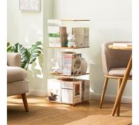 Tour d'étagère rotative à 360 degrés en acrylique transparent et bambou pour chambre à coucher, salon, salle d'étude