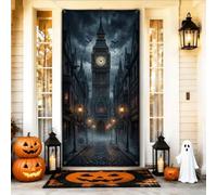Tour d'horloge gothique - Paysage effrayant d'Halloween - 91,4 x 182,9 cm