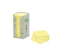 Tour distributrice de 16 blocs post it recycles 76x76mm jaune