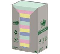 Tour distributrice de 24 blocs repositionnables 90 feuilles recyclées Post-it coloris assortis 38 x 51 mm
