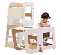 Tour d'Observation Enfant Montessori Convertible en Bureau - Tour d'apprentissage - Tour Observation Tabouret Haut pour Enfant 12 Mois à 6 Ans.