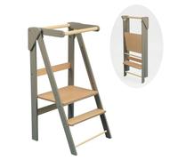 Tour d'observation Montessori en Bois, 2 Hauteurs Réglable, Tour d'observation Pliable pour Enfants