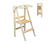 Tour d'observation pour Enfants, Tour d'apprentissage élégante, 2 Hauteurs Réglable, Tour d'observation Montessori Pliable en Bois
