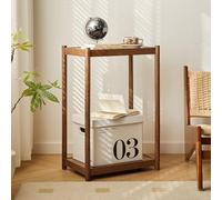 Tour d'ordinateur en bois avec 2 niveaux et base ventilée Support de chariot mobile de bureau pour CPU Canapé Table d'appoint pour salon Marron (33 x 50 x 74 cm)