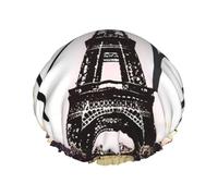 Tour Eiffel Amour Paris imprimé couverture cheveux pour douche, bonnet de cheveux femme réglable élégant grand bonnet de douche imperméable