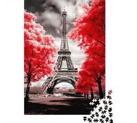 Tour Eiffel Arbres Rouges 1000 Pièce Carton Robuste Puzzle Premium Adolescents Fans 12-18 Ans Impossible Difficile Défiant Joyeux Cadeau 52x38cm/1000pcs