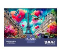 Tour Eiffel avec des Ballons en Forme de cœur 1000 Pièces Coffret Puzzle Art Urbain Puzzle Carton Premium - Anti-Stress Déco, Cadeau Femmes Hommes Enfants, Développement Cognitif 70x50cm/1000pcs