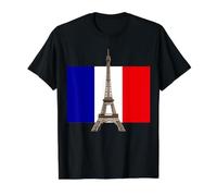 Tour Eiffel avec Drapeau français T-Shirt Graphique avec Valeur, Homme, Noir, M