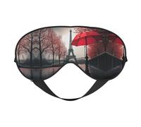 Tour Eiffel avec parapluie rouge imprimé masque doux pour les yeux - sommeil confortable, ombre de nuit élastique, couvre-yeux pour voyage, méditation