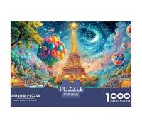 Tour Eiffel, Ballons et Rassemblement animé Puzzle De 1000 Pièces Architecture Fantastique Élément Essentiel pour Les Soirées De Jeux en Famille, Adultes Et Enfants 38x26cm/1000pcs