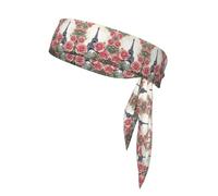 Tour Eiffel - Bandeau à nouer avec imprimé fleur rose pour homme et femme - Bandeau ninja - Bandeau de sudation - Pour athlétisme, yoga, course à pied, gym.