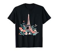 Tour Eiffel de Paris en France Rose parisienne T-Shirt