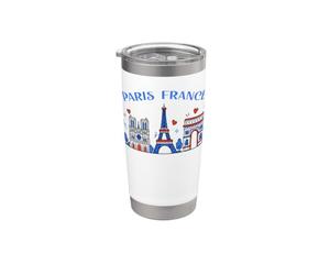 Tour Eiffel de Paris Notre Dame Arc de Triomphe Art Souvenir Gobelet isotherme en acier inoxydable double paroi