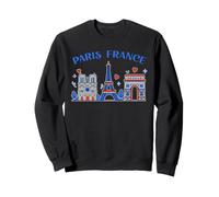 Tour Eiffel de Paris Notre Dame Arc de Triomphe Art Souvenir Sweatshirt