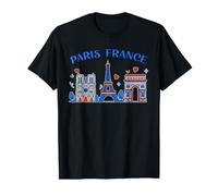 Tour Eiffel de Paris Notre Dame Arc de Triomphe Art Souvenir T-Shirt