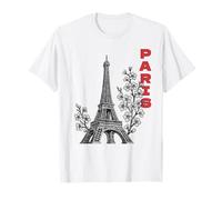 Tour Eiffel France Souvenir Paris Cerisier Fleur T-Shirt