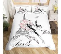 Tour Eiffel Housse De Couette Ensemble Filles Ballet Danseur Housse De Couette Romantique Paris Ensemble De Literie Pour Enfants Femmes Ballerines Princesse Danseuse Croquis Couvre-Lits Couverture L