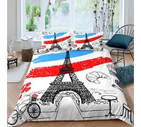 Tour Eiffel Housse de Couette Girls Chic Paris Theme Parure Housse de Couette Paris Paysage urbain Imprimé Parure de Lit 220x240cm Pour Enfants Femmes Style Français Moderne Ultra Doux Room Decor