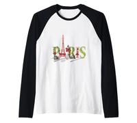 Tour Eiffel, Love Paris, Hello Paris, Bonjour Paris Manche Raglan