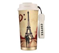 Tour Eiffel Love Paris Tasse à café à double paroi en acier inoxydable 316, durable, isolée et élégante pour les amateurs de café et de thé