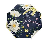 Tour Eiffel Marguerite Paris Amour Parapluie Pliable Pliant à Ouverture Automatique Parapluies Pliant Coupe-Vent pour Voyager Plage Femmes Enfants Homme Fille