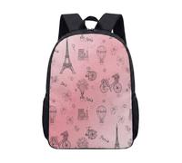 Tour Eiffel Notre Dame Paris rétro imprimé 43,2 cm Sac à dos avec illustration montgolfière pour étudiants et adolescents, 04, L, Minimaliste