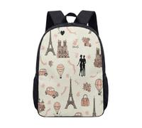 Tour Eiffel Notre Dame Paris rétro imprimé 43,2 cm Sac à dos avec illustration montgolfière pour étudiants et adolescents, 03, L, Minimaliste