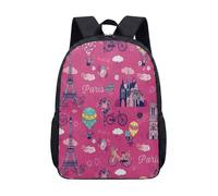 Tour Eiffel Notre Dame Paris rétro imprimé 43,2 cm Sac à dos avec illustration montgolfière pour étudiants et adolescents, 05, L, Minimaliste