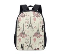 Tour Eiffel Notre Dame Paris rétro imprimé 43,2 cm Sac à dos avec illustration montgolfière pour étudiants et adolescents, 01, L, Minimaliste